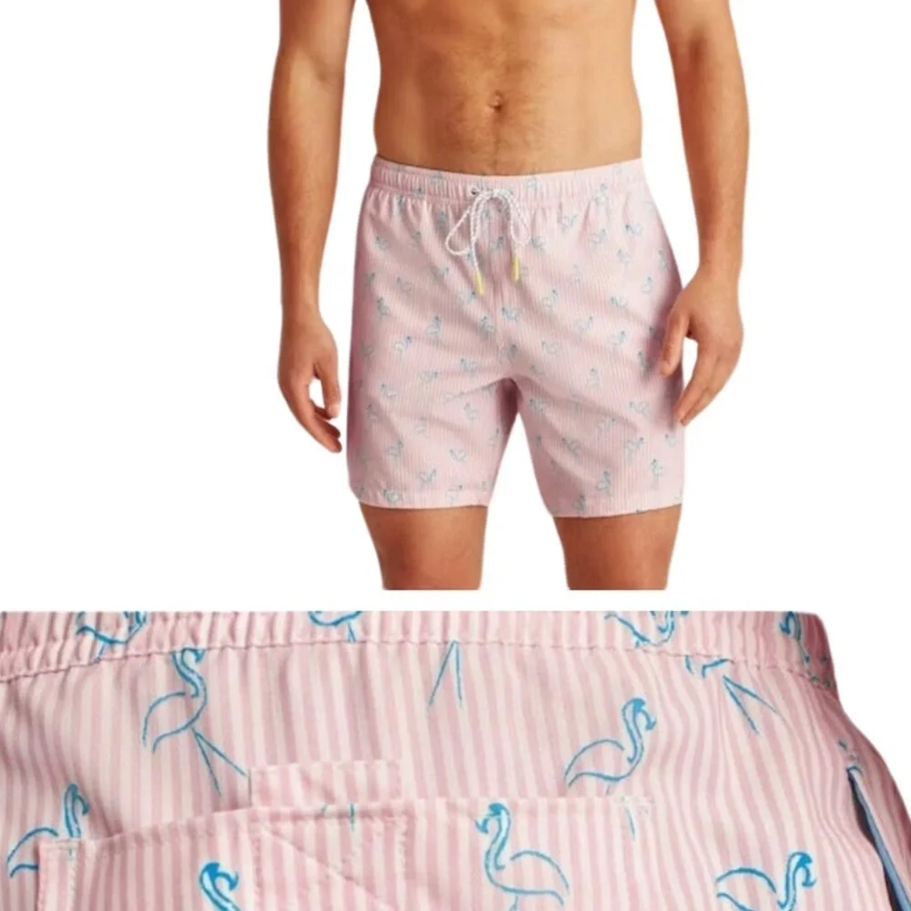 Bonobos Riviera Recycled Swim Trunks Shorts Flamingo Lawn Party Size XXL